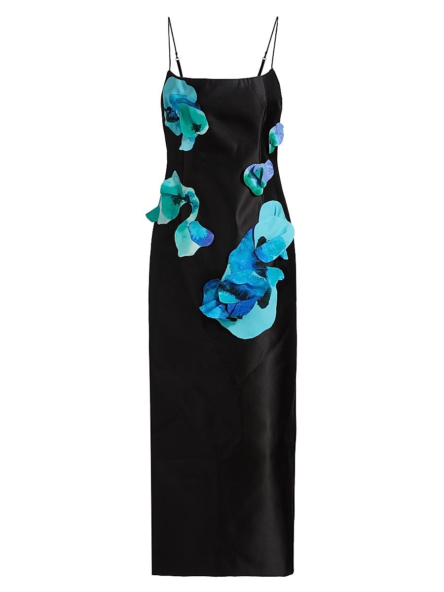 Women's Parrfold Peal Appliqué Midi-Dress - Iris Intensity - Size 10