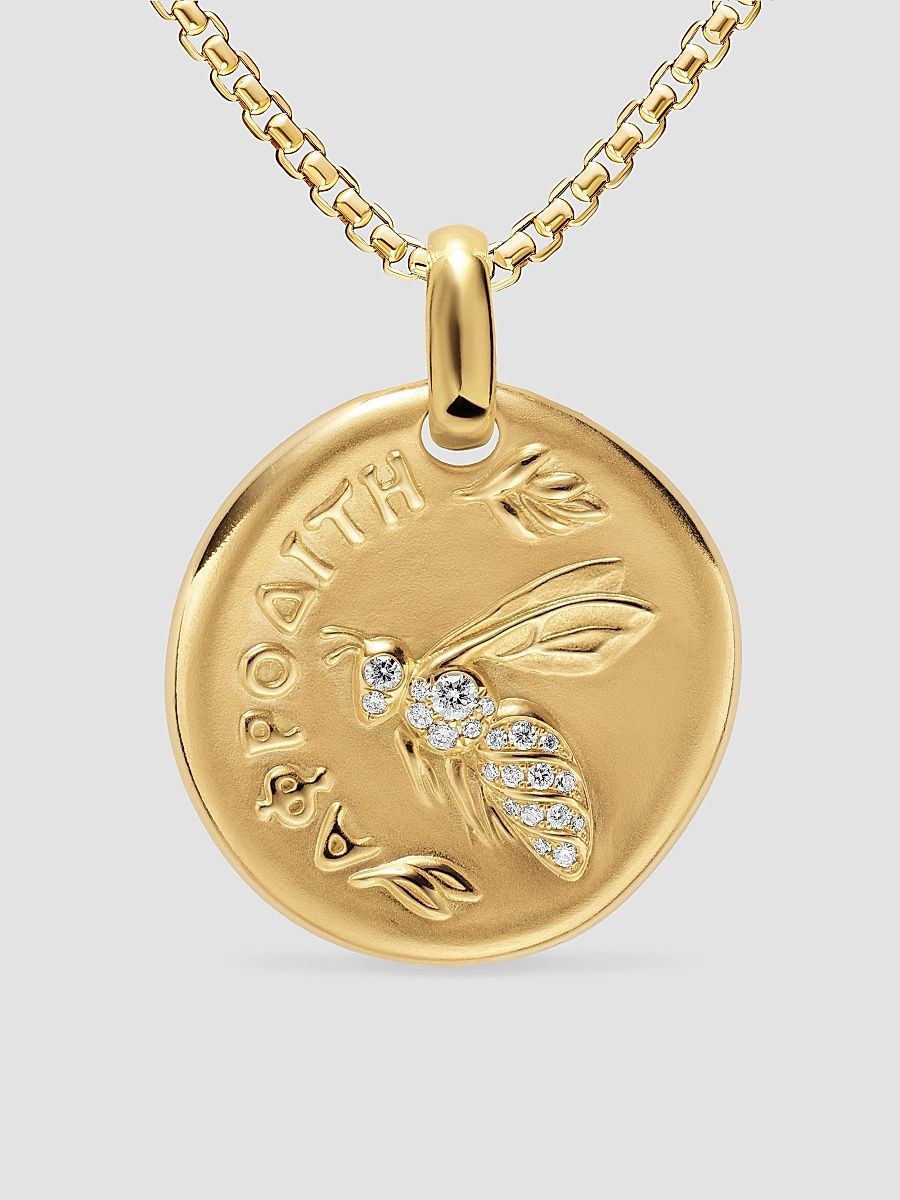 Women's Aphrodite Medallion Amulet in 18K Yellow Gold with Diamonds, 28.3MM - Gold