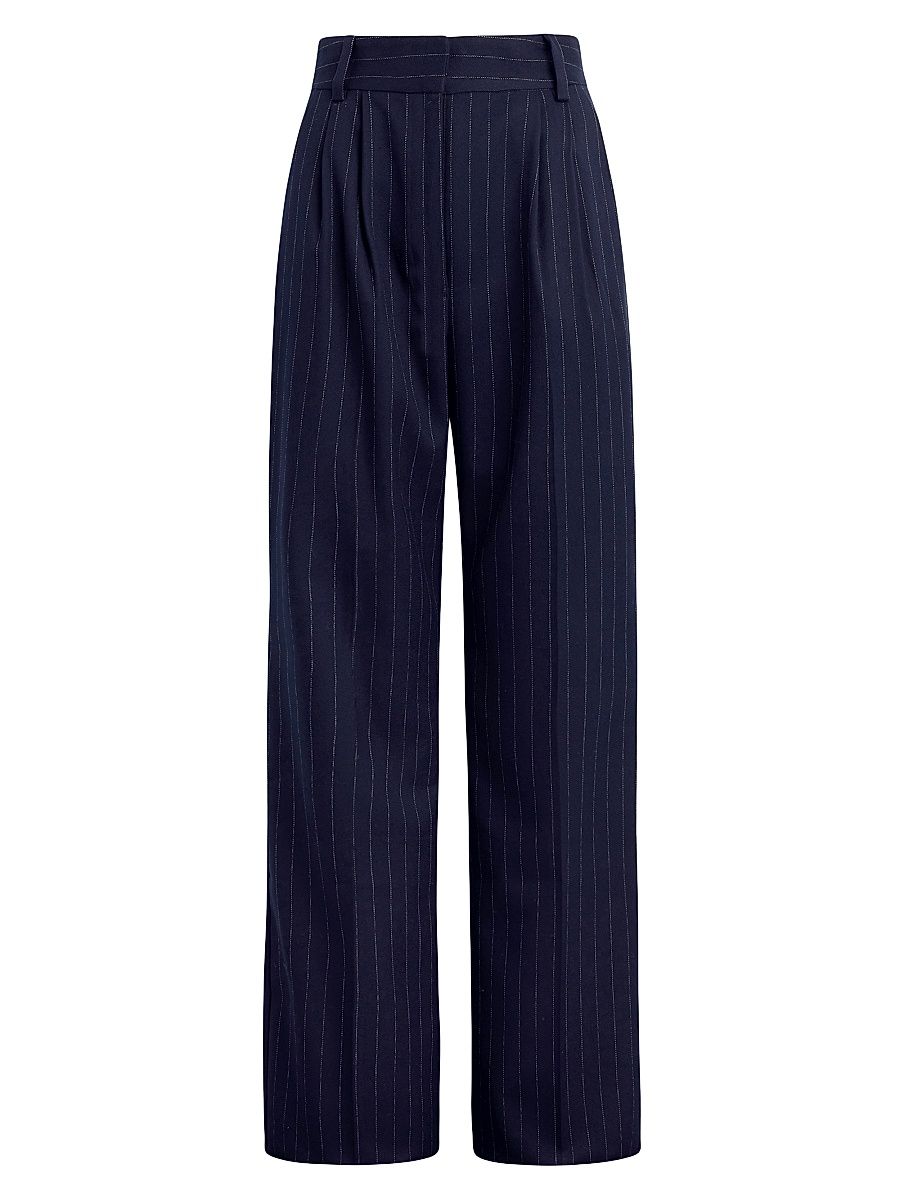 Women's The Favorite Pinstriped Wide-Leg Pants - Navy Pinstripe - Size 14