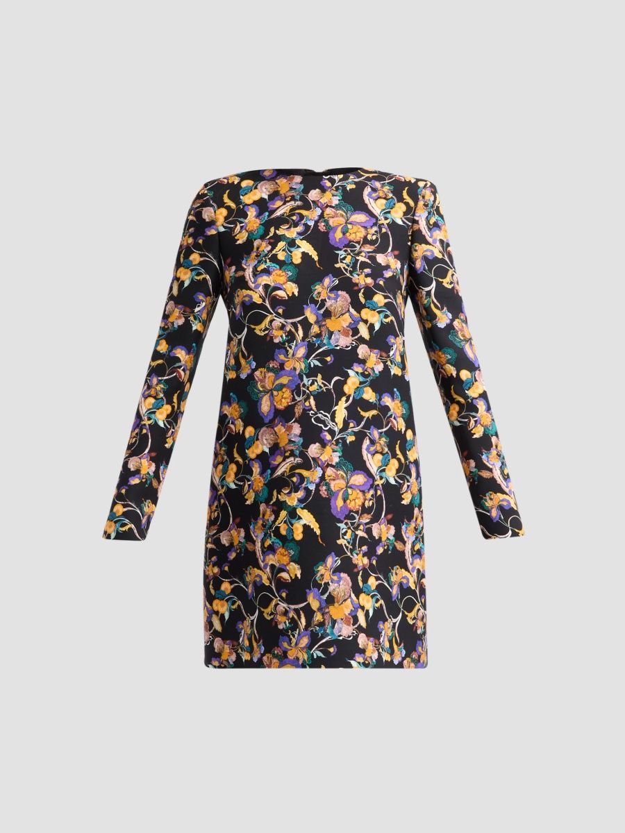 Adam Lippes Women's Tilley Floral Wool-Silk Mini Dress - Gold Floral - Size 6