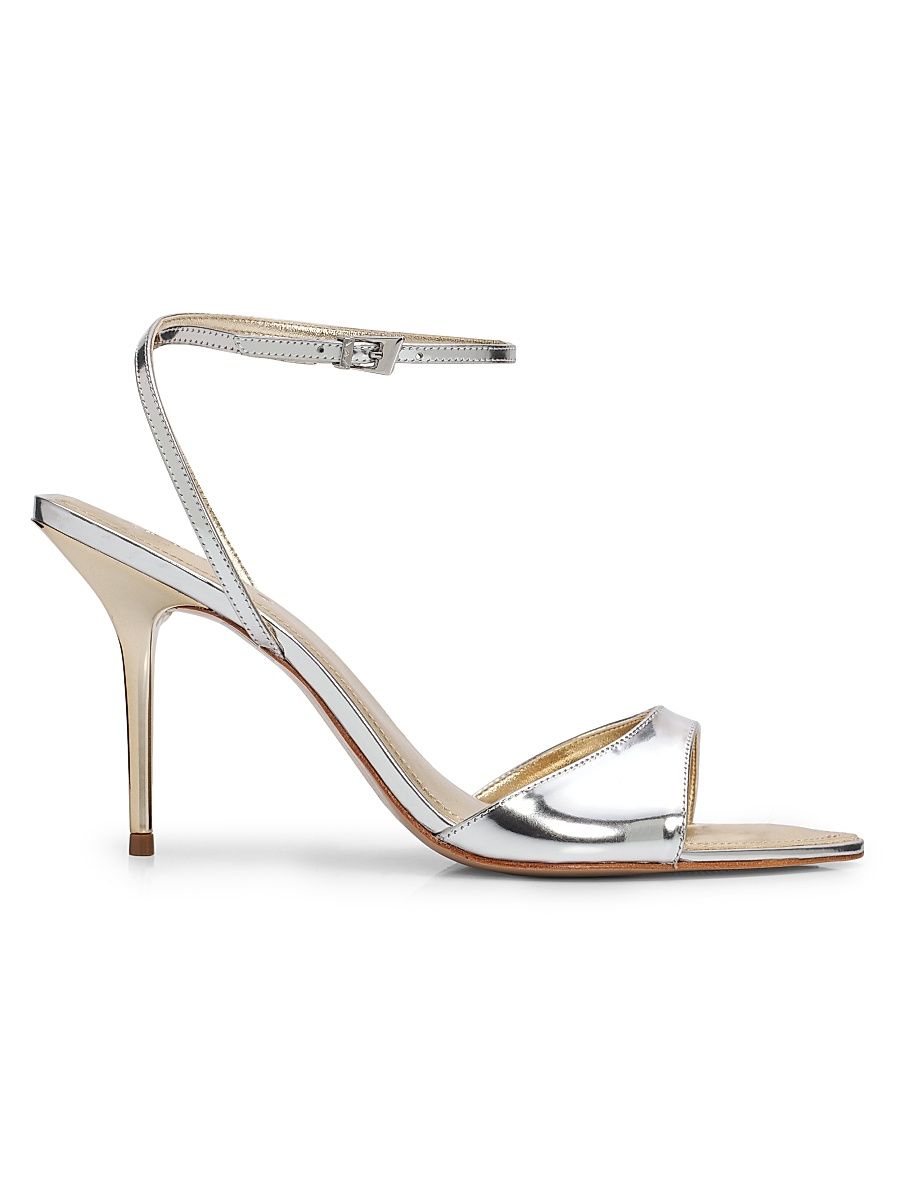 Women's Elodie 100MM Leather Sandals - Silver - Size 11