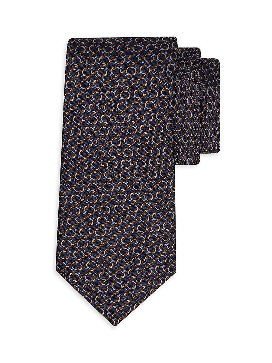 Men's Gancini Silk Jacquard Tie - Grigio