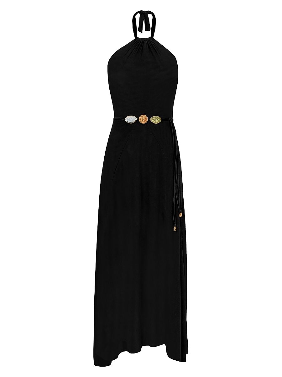 Women's Lelia Medallion Waist Maxi Dress - Black - Size Large