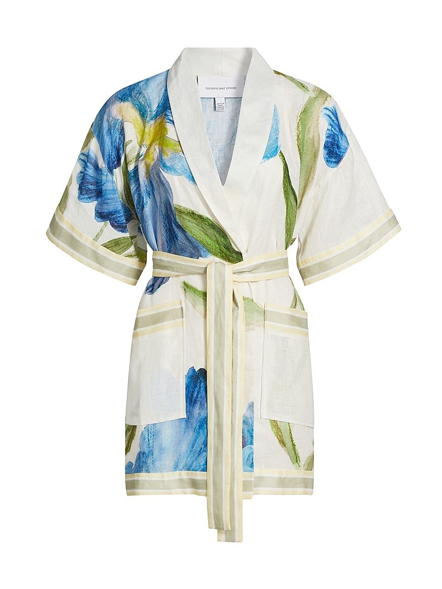 Women's Greer Floral Wrap Tie-Waist Minidress - Iris Bouquet - Size 12