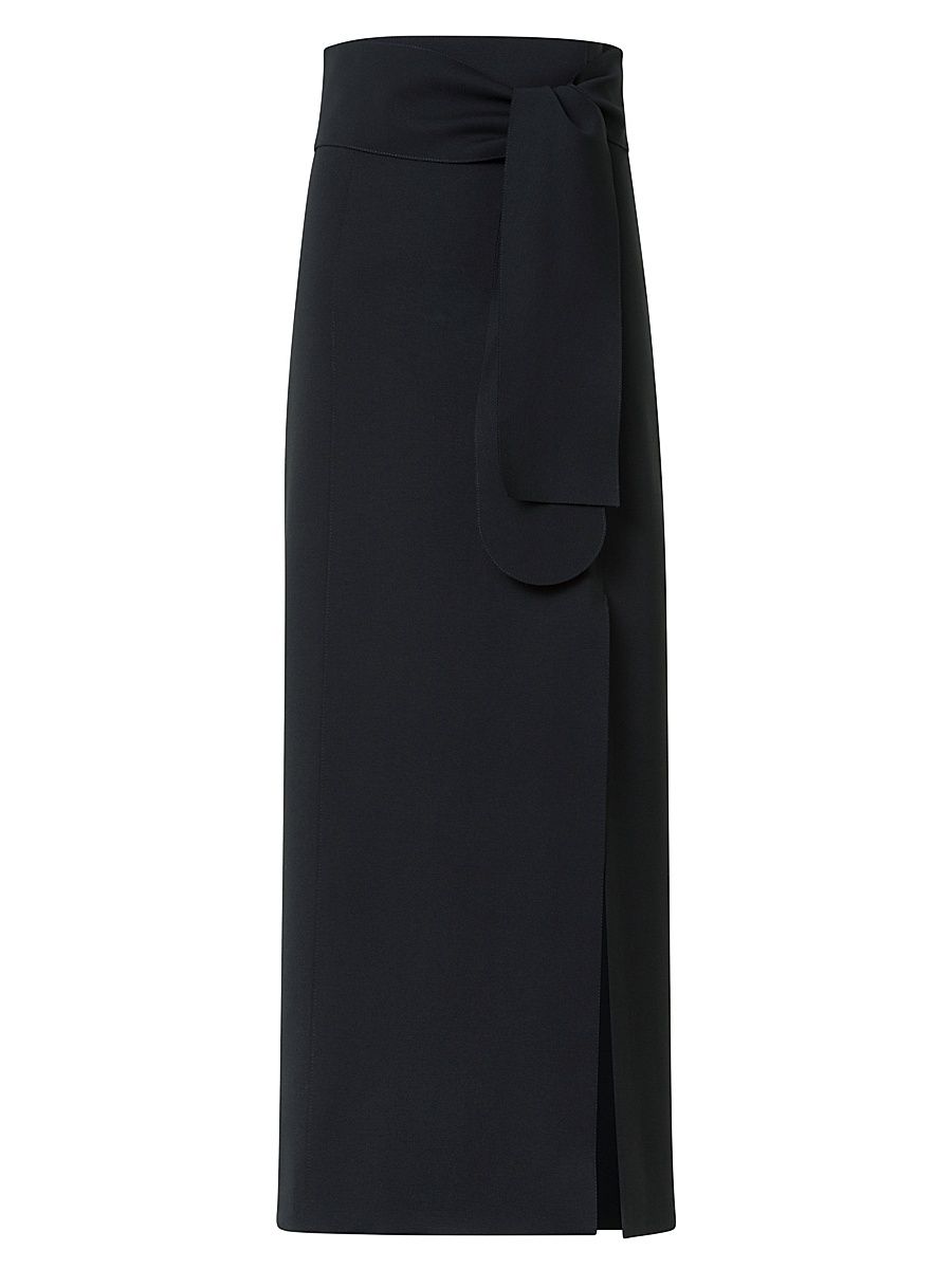 Women's Jersey Tie-Waist Pencil Midi-Skirt - Black - Size 6