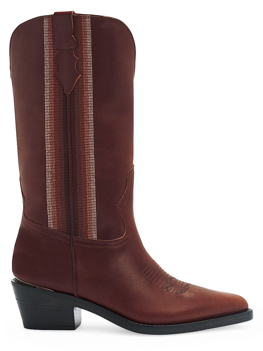 Women's Christina 55MM Embroidered Leather Cowboy Boots - Papaya - Size 11