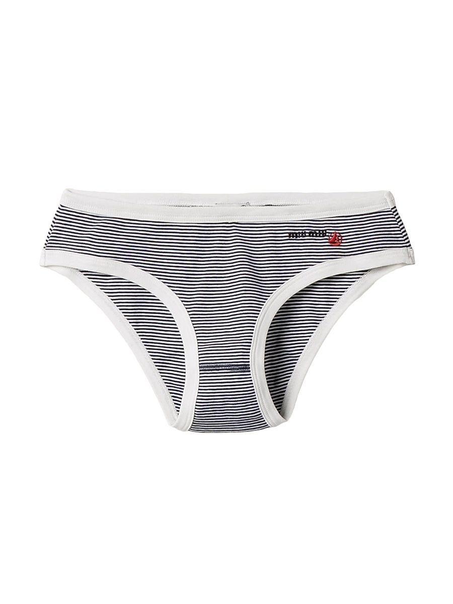 Women's Petit Bateau x Miu Miu Ribbed Jersey Briefs - White Multi - Size Large