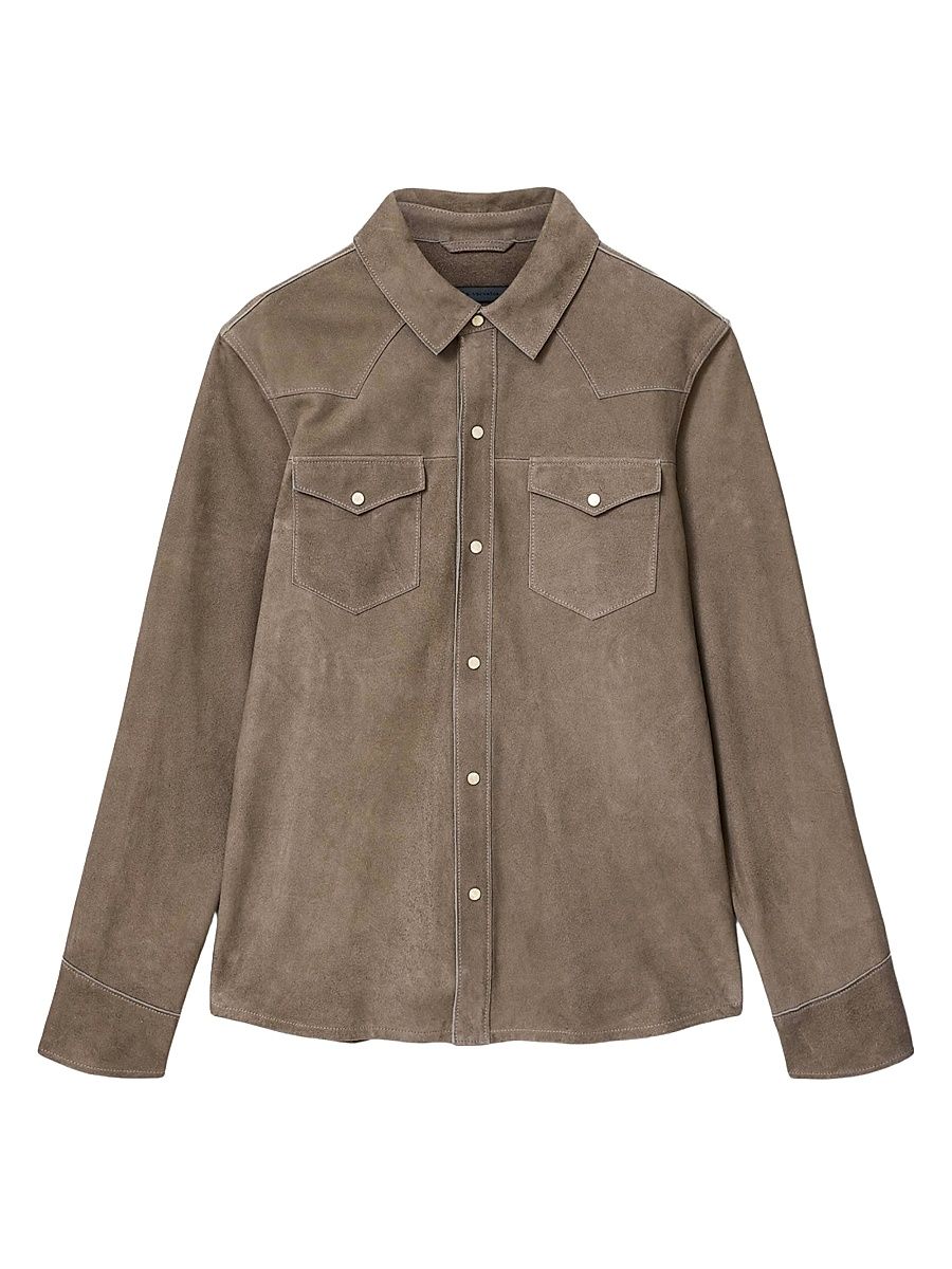 Men's Sage Suede Shirt Jacket - Haze Grey - Size 44