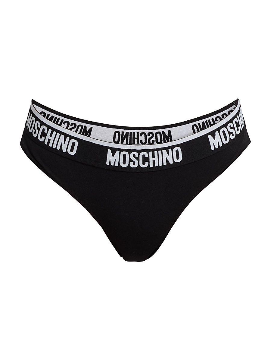 Women's Moschino Intimo Donna 2-Pack Logo Brief Set - Black - Size XL