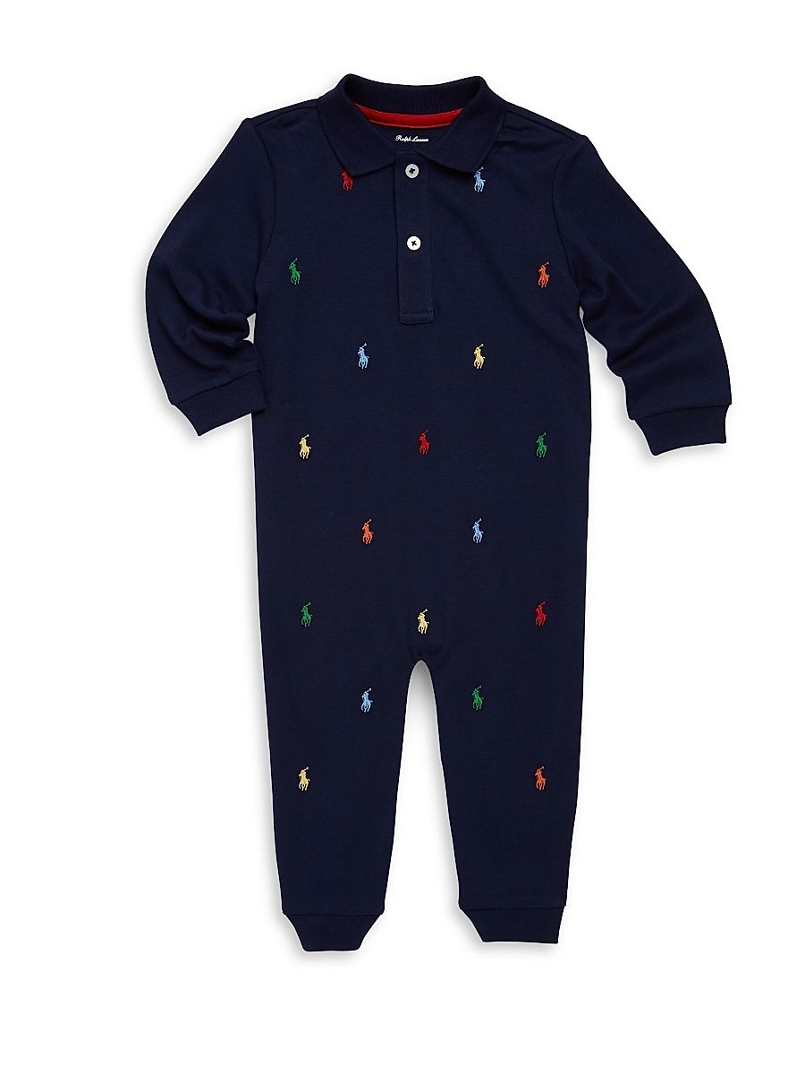 Baby Boy's Pony Cotton Interlock Coverall - French Navy - Size Newborn