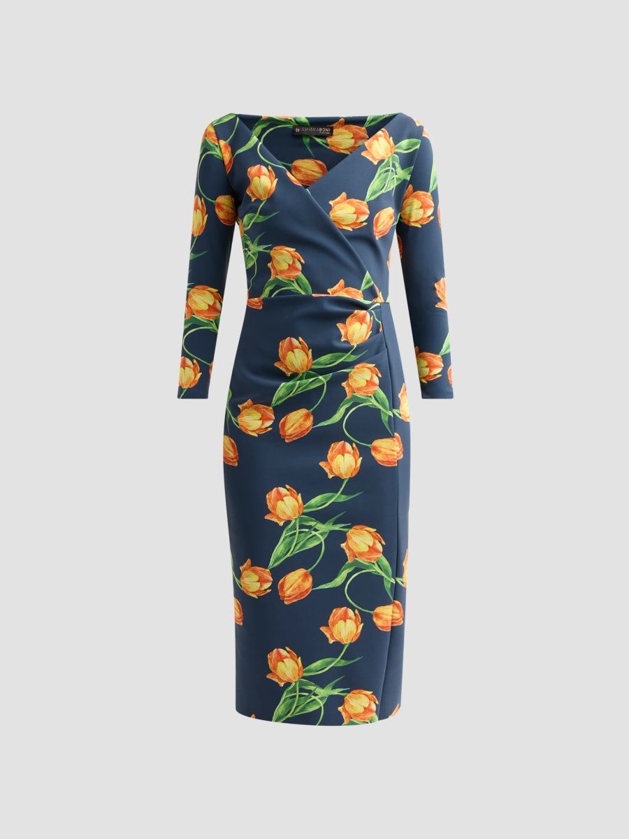 Chiara Boni La Petite Robe Women's Zaima Floral Sheath Midi Dress - Tulip - Size 16