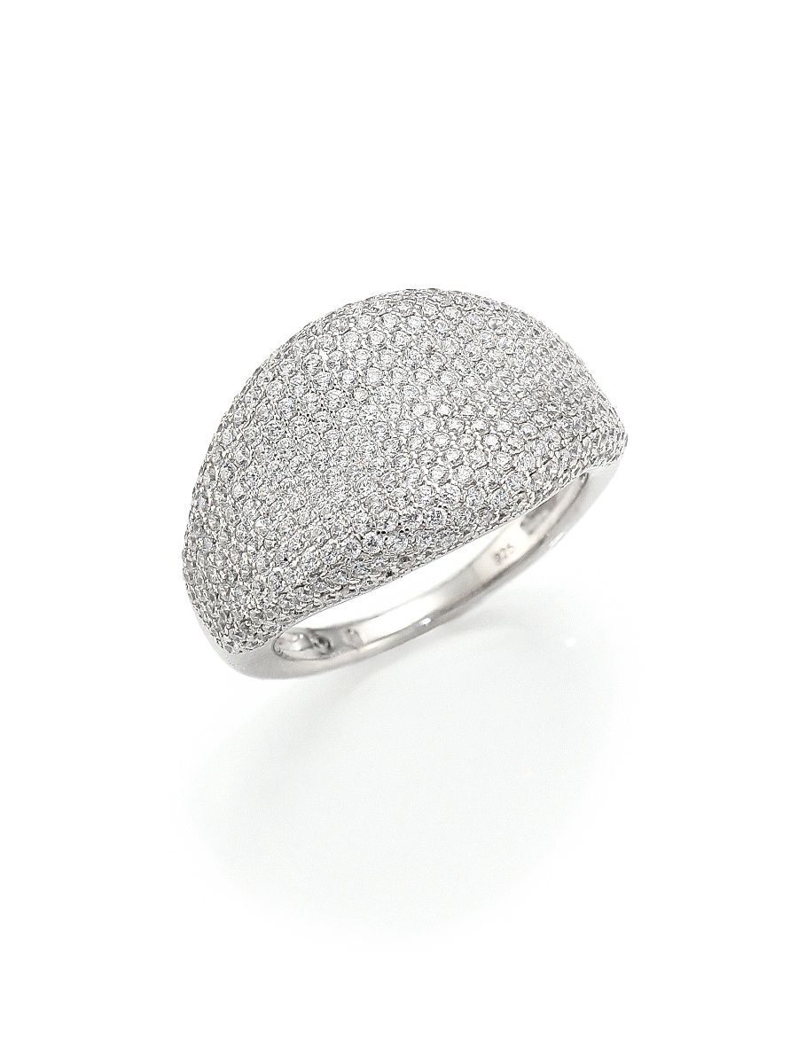 Women's Pavé Dome Ring - Silver - Size 6
