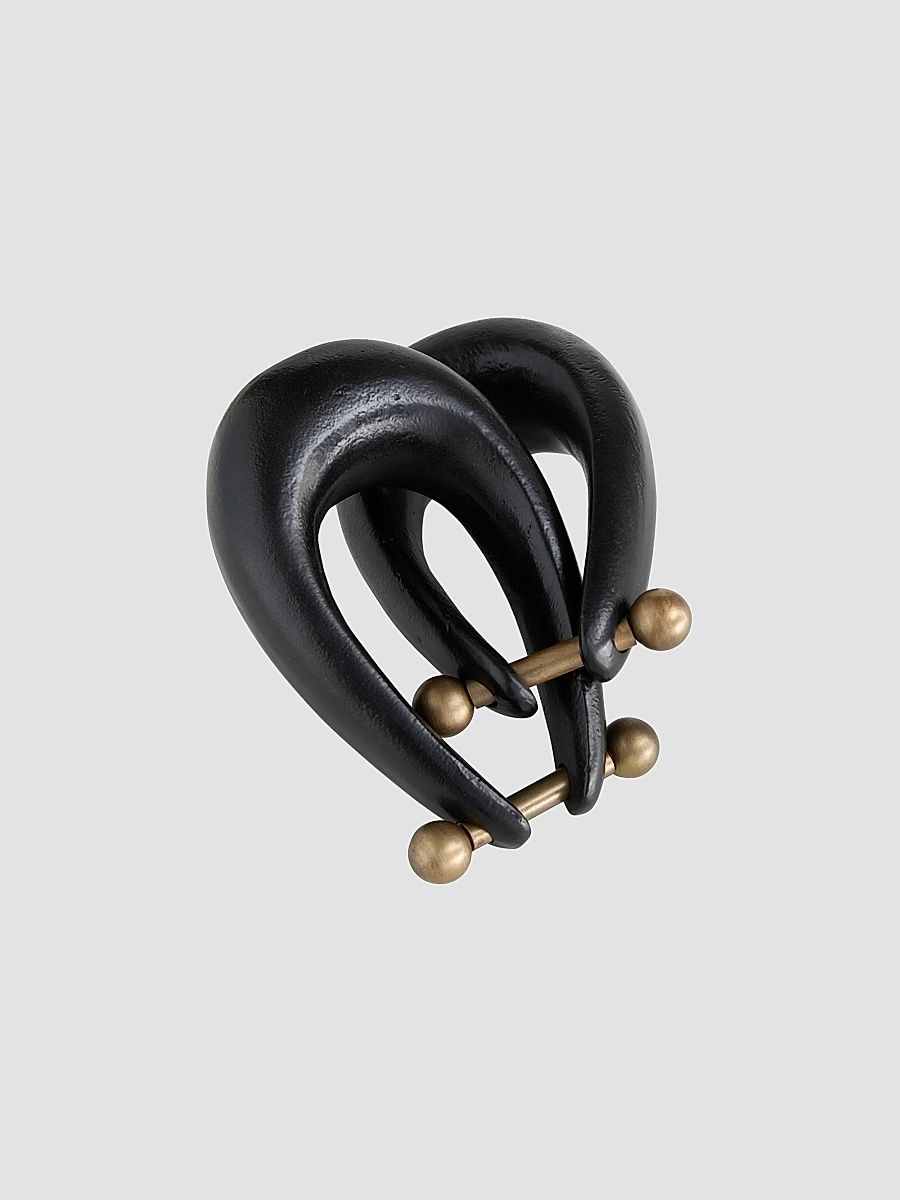 Maple Cast Aluminum & Antique Brass Iron Sculpture - Black