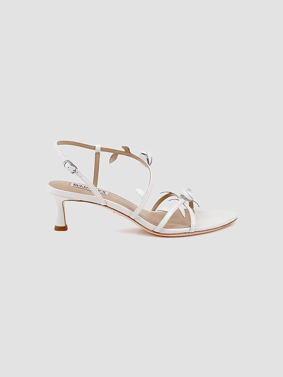 Badgley Mischka Women's Orland 50MM Floral Sandals - White Leather - Size 8.5