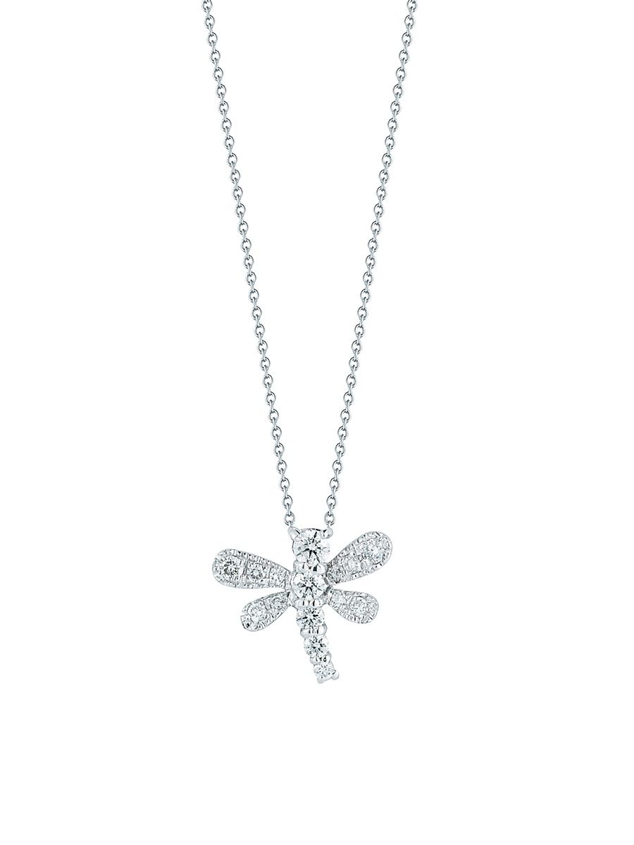 Women's Tiny Treasures 18K White Gold & Diamond Dragonfly Pendant Necklace - White Gold