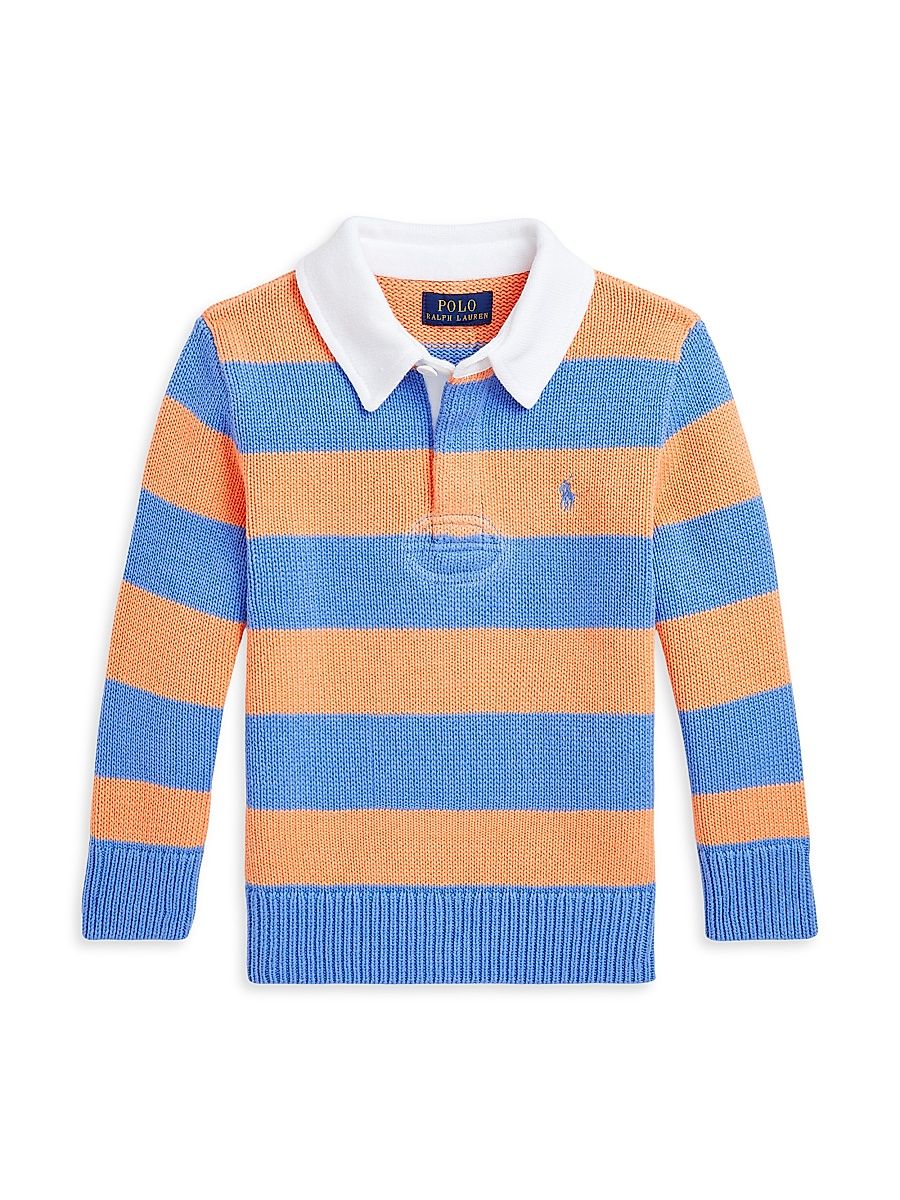 Little Boy's & Boy's Striped Rugby Polo Sweater - Poppy Harbor Island - Size 10