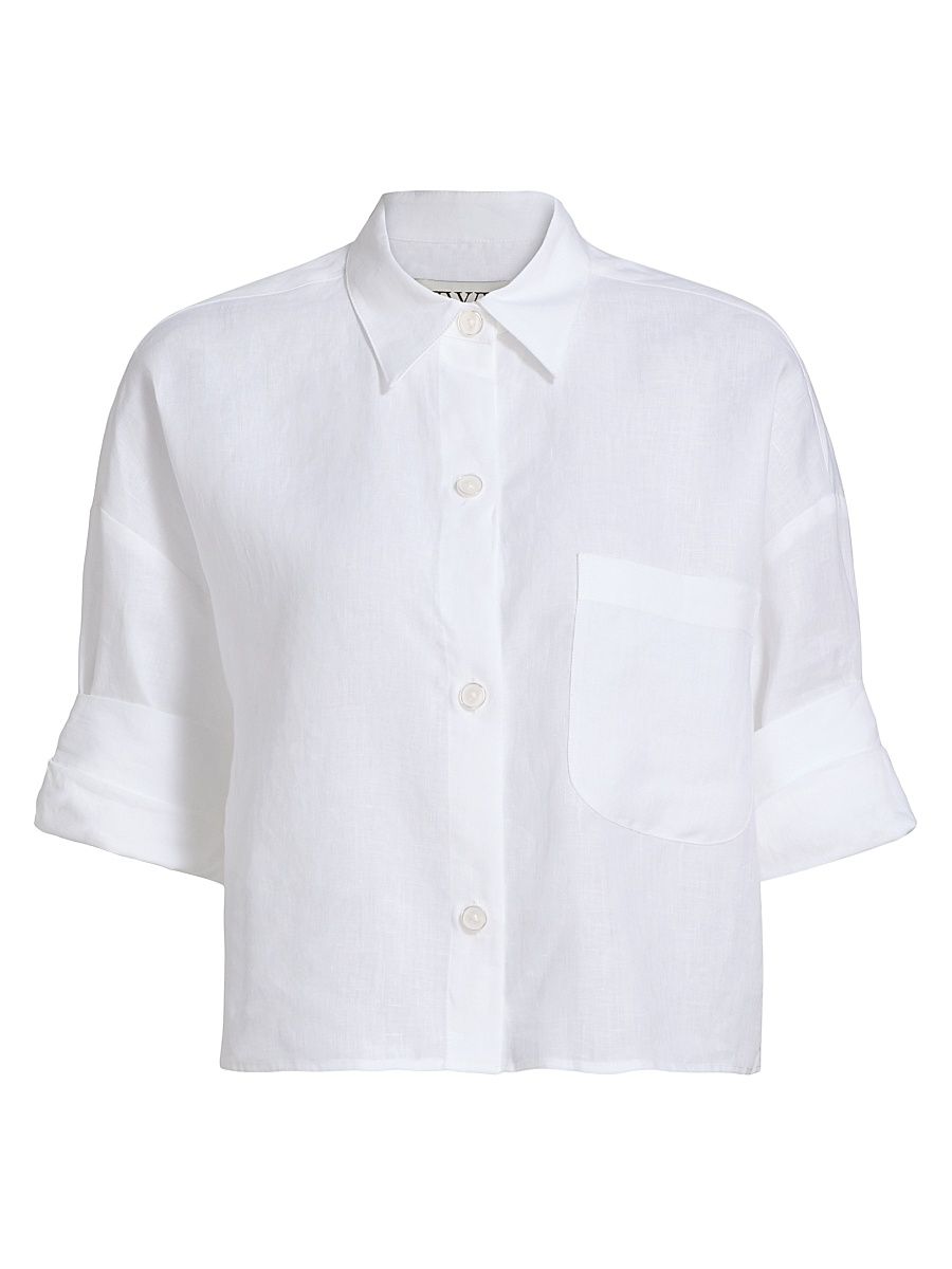 Women's Next Ex Cotton-Silk Button-Front Shirt - White - Size Medium