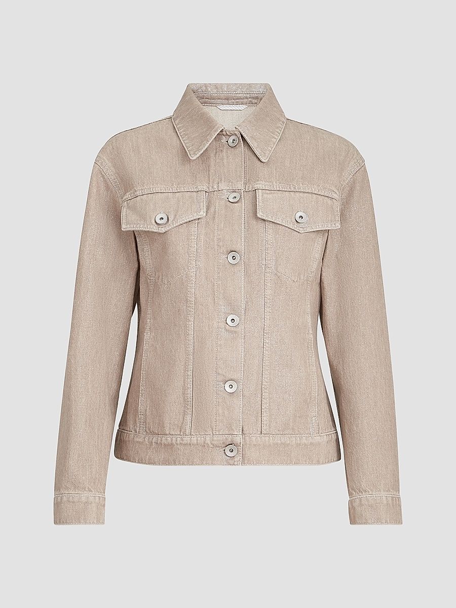 Women's Lamé Denim Four-pocket Outerwear Jacket with Monili - Rope - Size 6