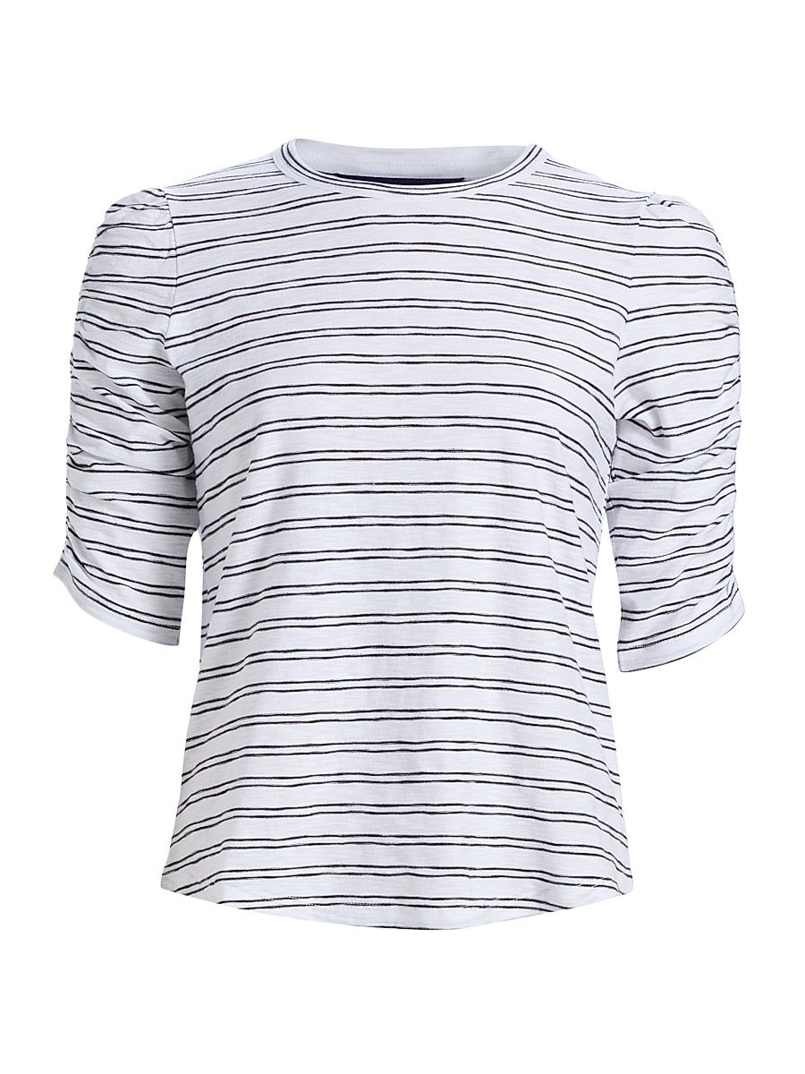 Women's Waldorf Striped Cotton T-Shirt - Black White - Size XS