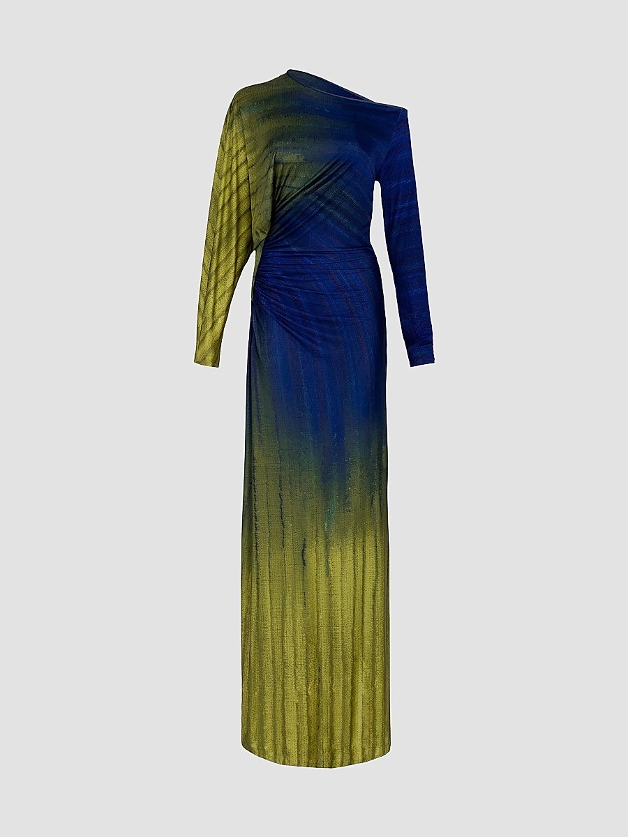 Silvia Tcherassi Women's Saree Degradé Jersey Maxi-Dress - Green Navy Degrade - Size Small