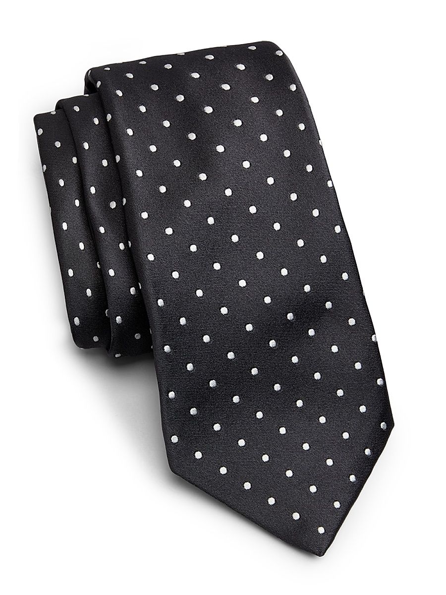 Men's Polka Dot Silk Tie - Dark Grey