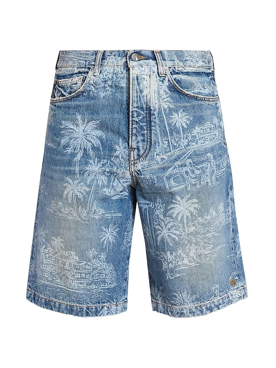 Men's Chateau Palm Denim Shorts - Indigo - Size 32