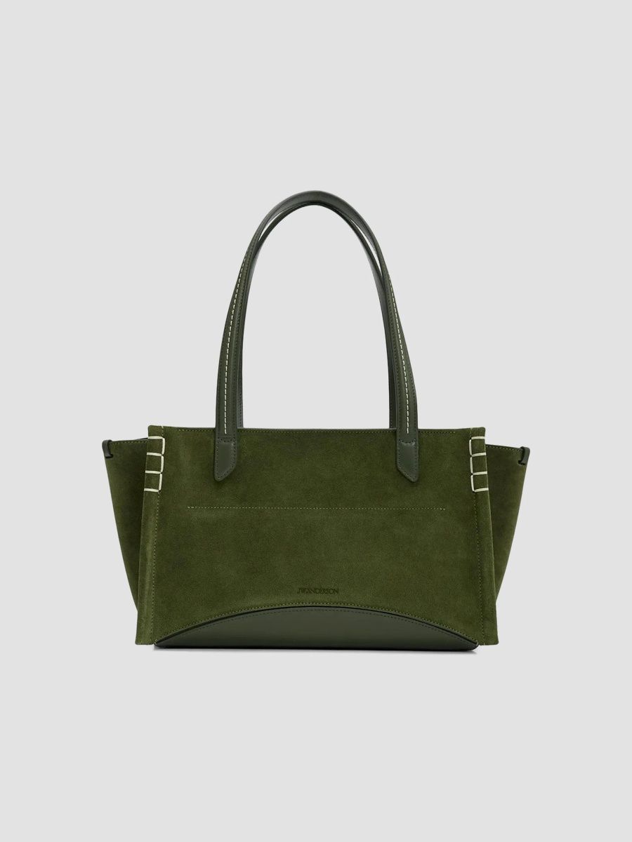 JW Anderson Women's Elongated Loafer Cabas Suede Shoulder Bag - Khaki