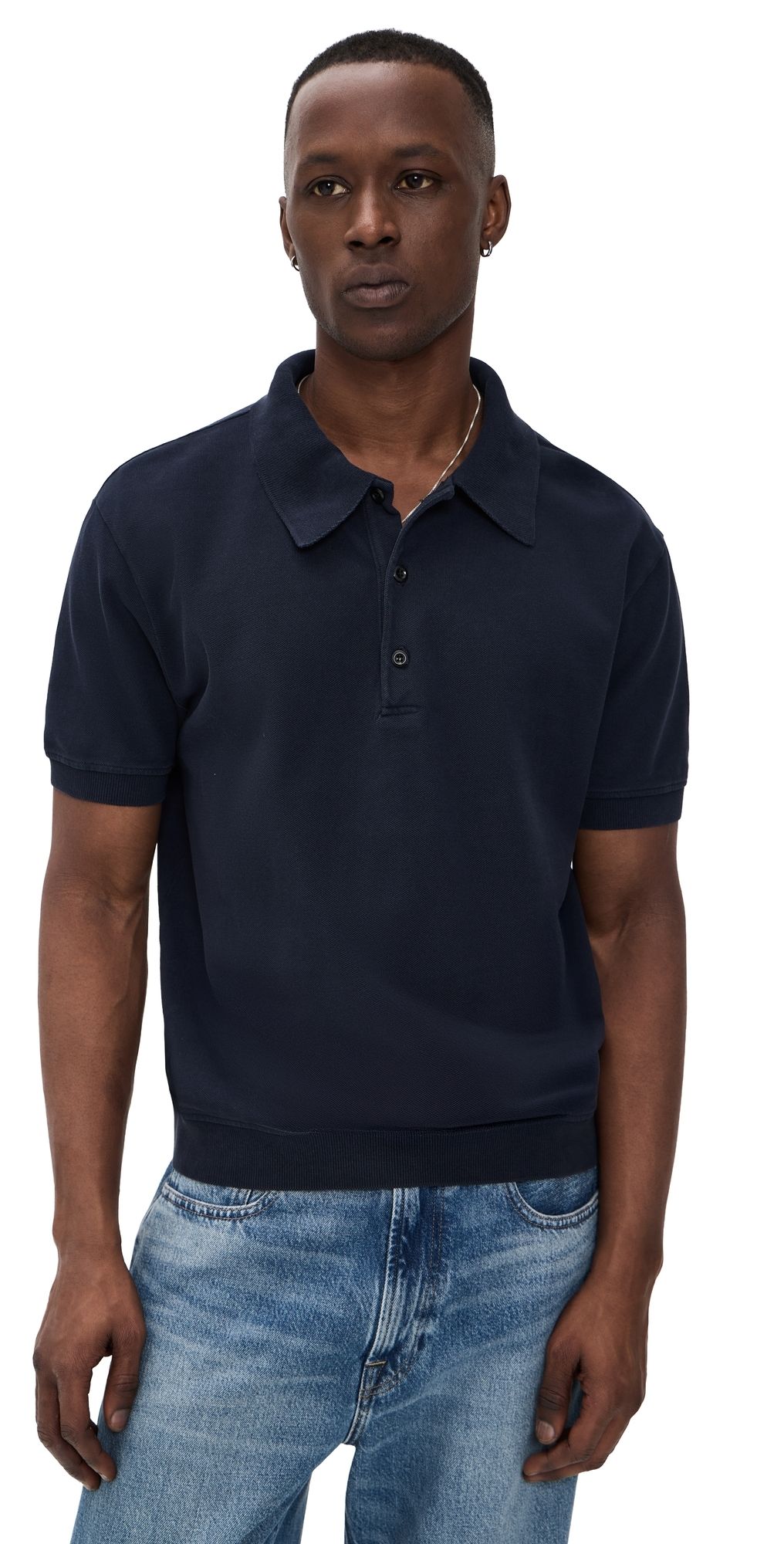 Citizens of Humanity Banded Polo In Pique Navy S