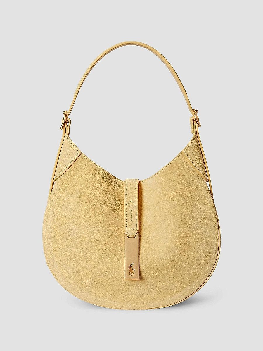Polo Ralph Lauren Women's Polo ID Small Suede Shoulder Bag - Lemon Meringue