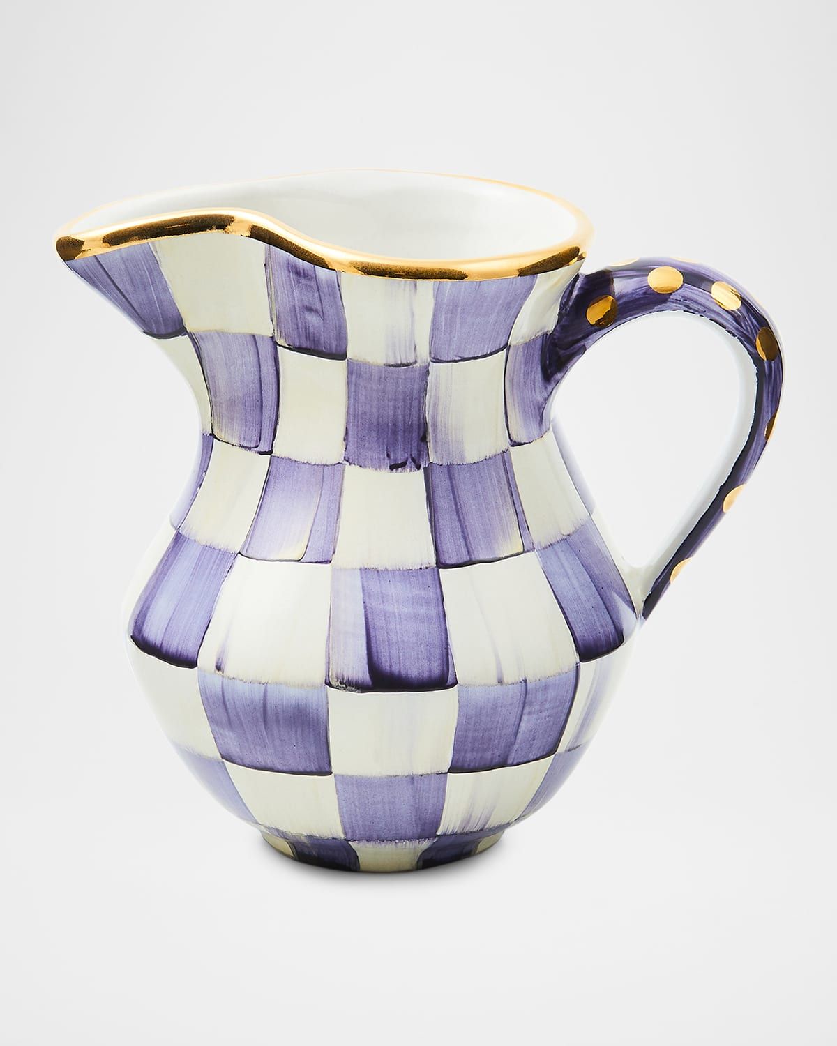Plum Check Ceramic Creamer