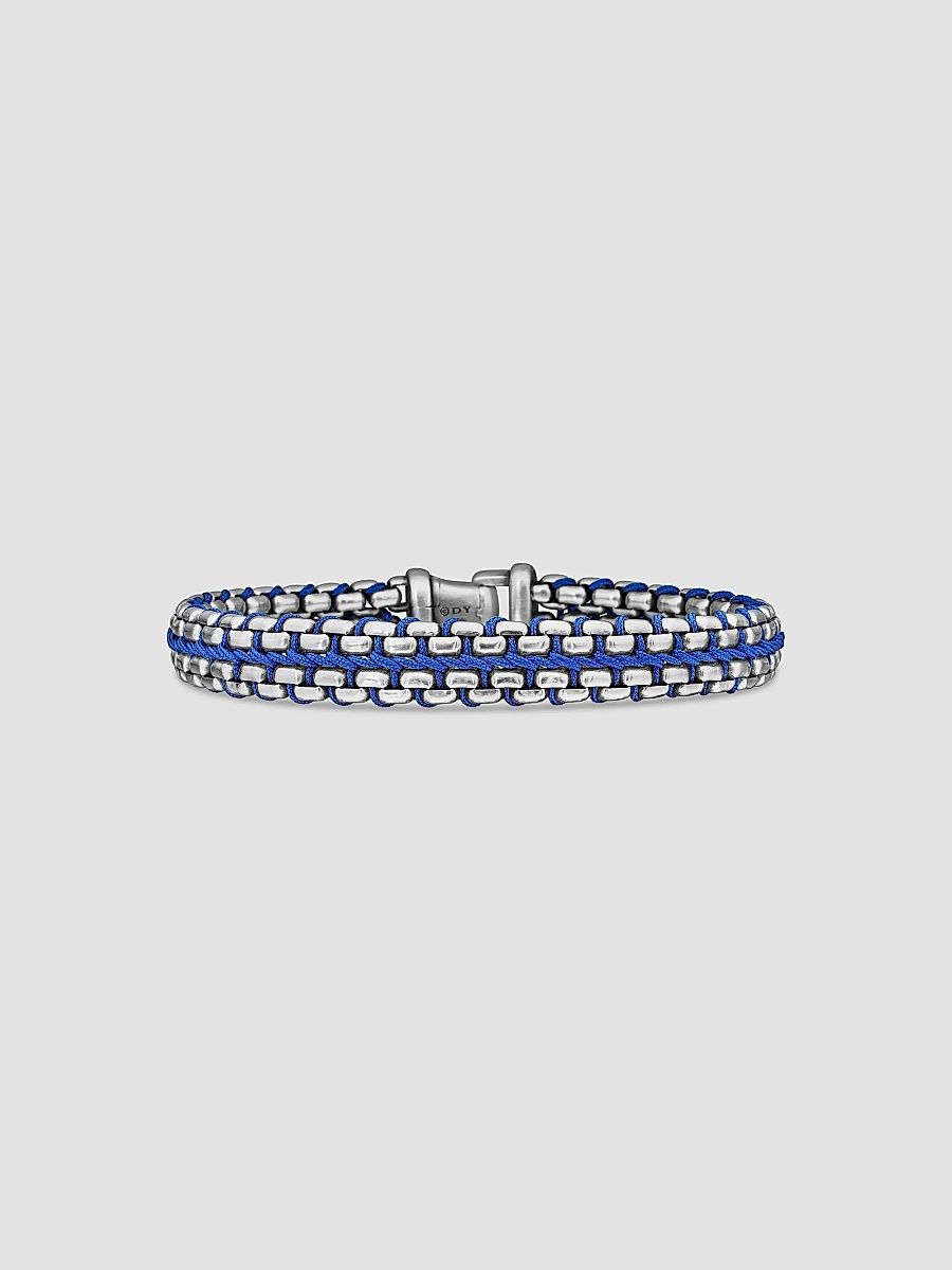 David Yurman Men's Woven Box Chain Bracelet with Nylon - Blue - Size Large