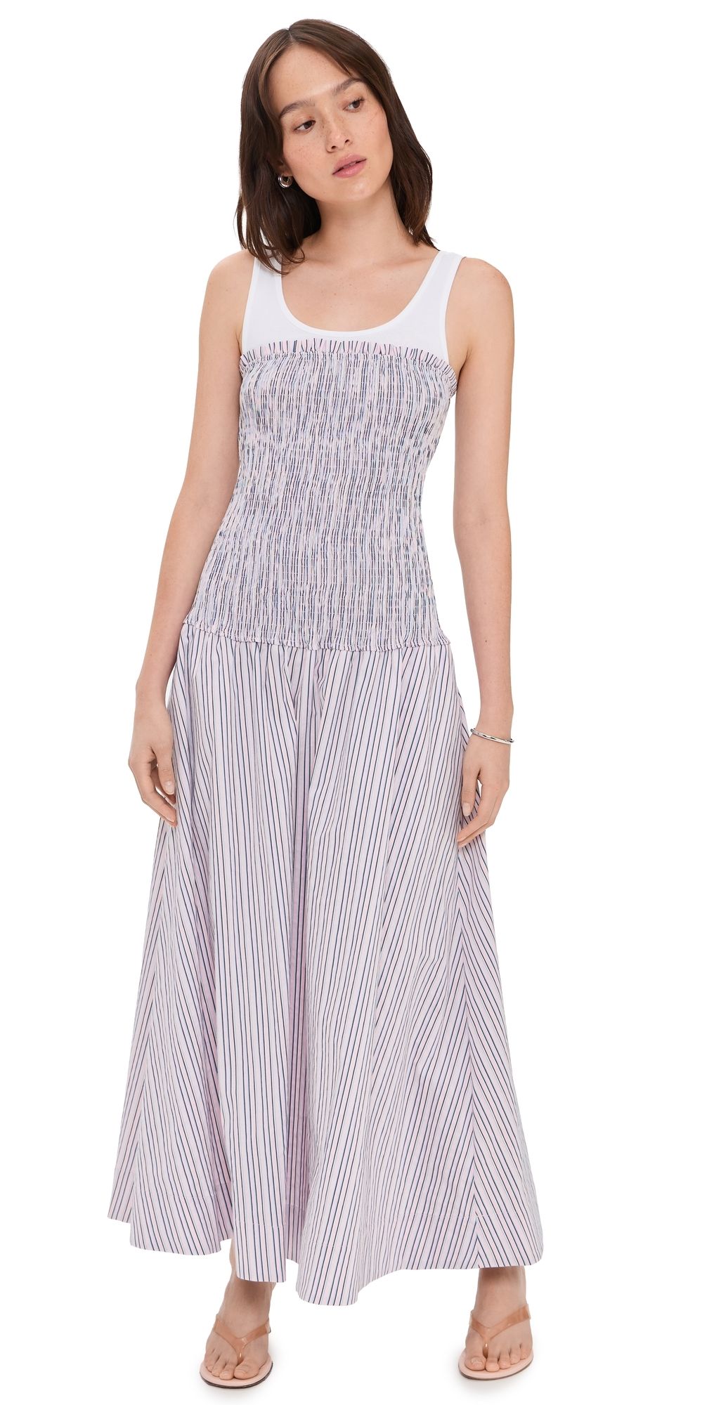 Cinq à Sept Sophie Stripe Maggy Dress Strawberry Cream/Blue 10