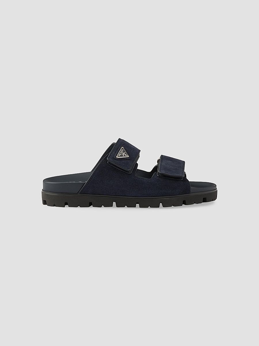 Prada Men's Suede Band Sandals - Blue - Size 10.5