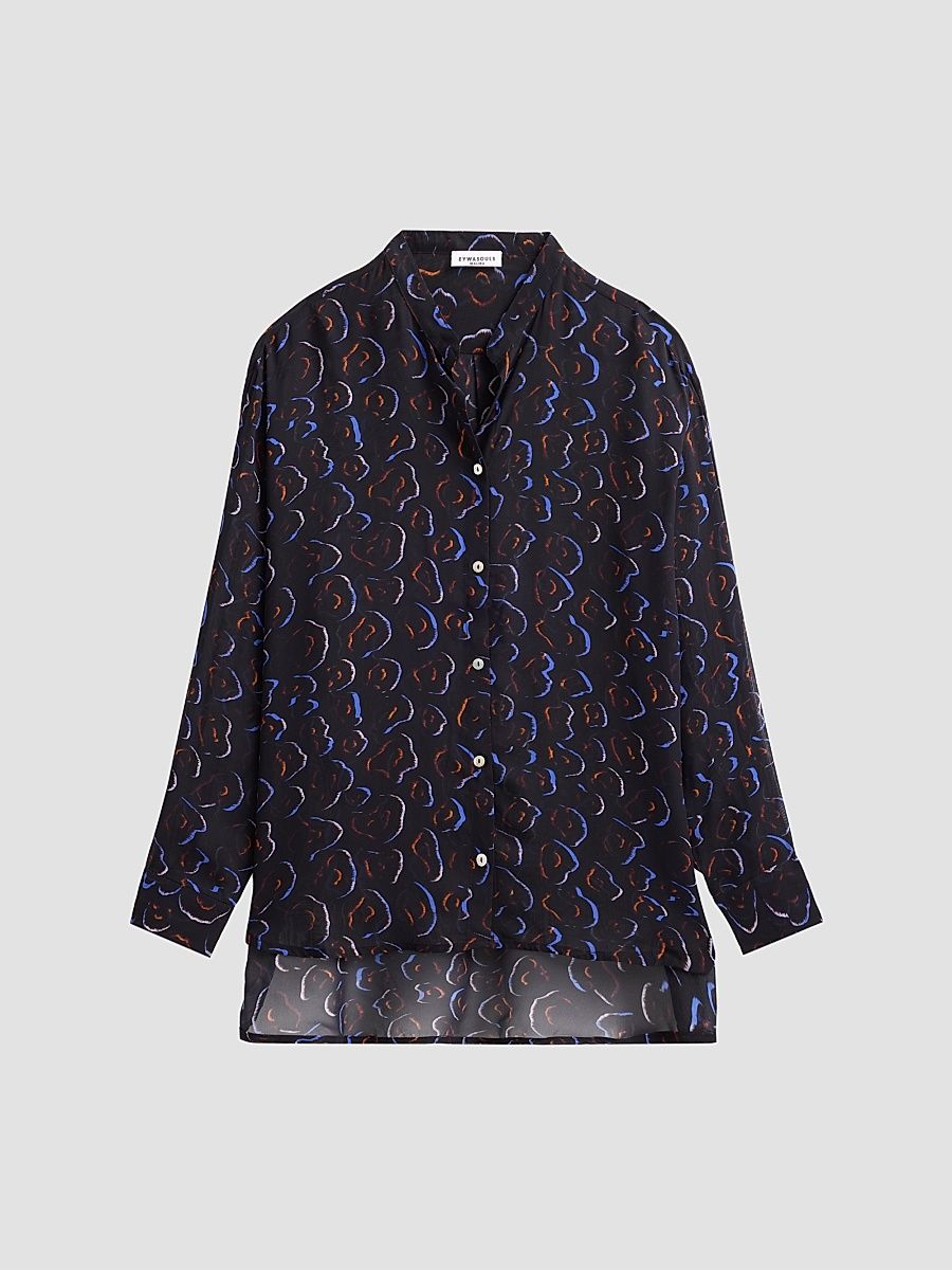 Women's Phoenix Printed Chiffon Blouse - Midnight Safari - Size XL
