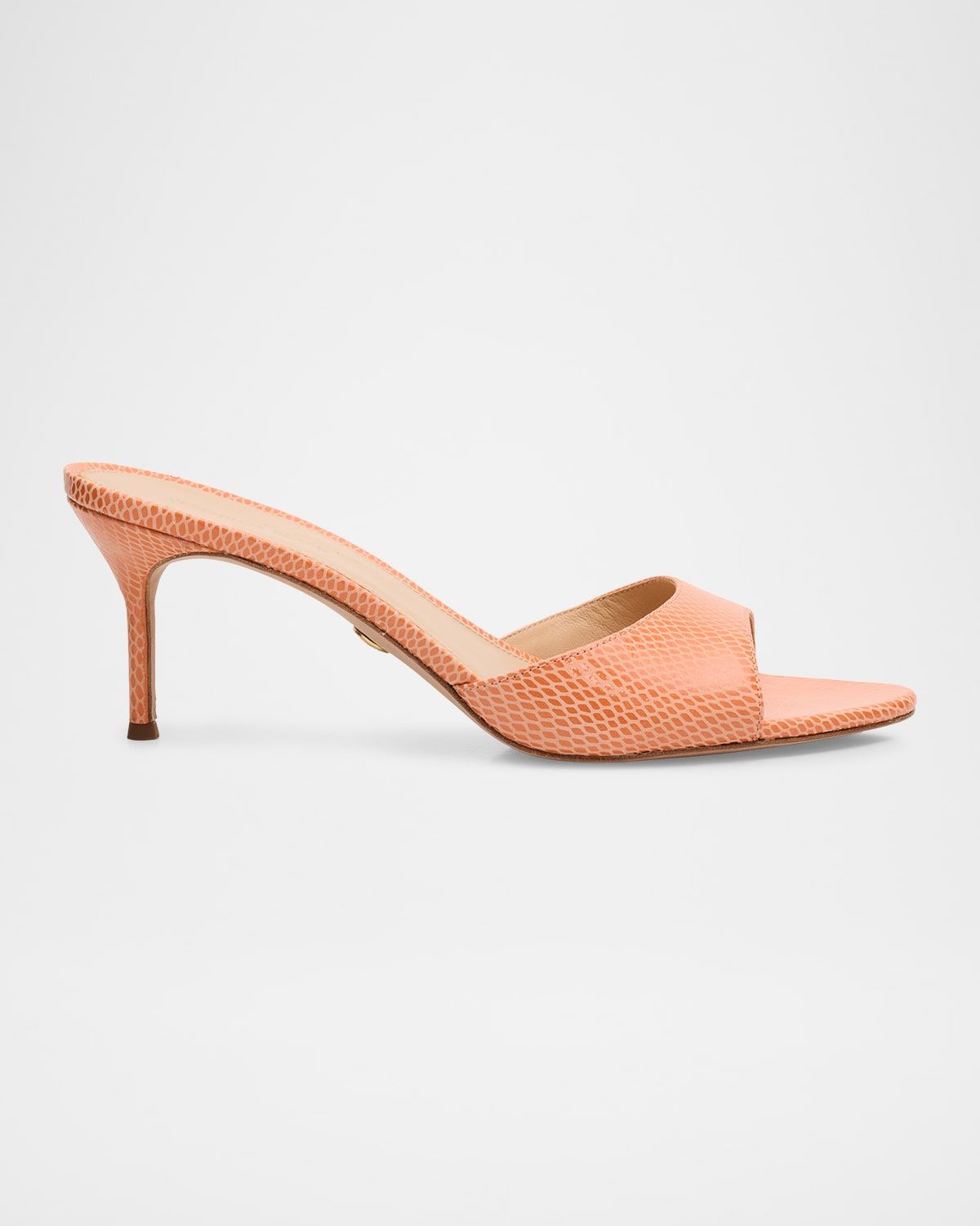 Tia Embossed Leather Mid-Heel Sandals