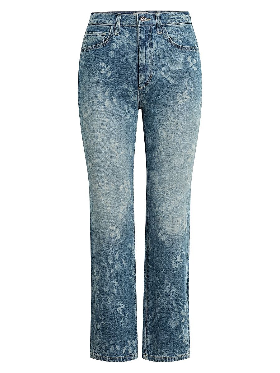 Women's The Valentina Floral High-Rise Straight-Leg Jeans - Hilo - Size 32