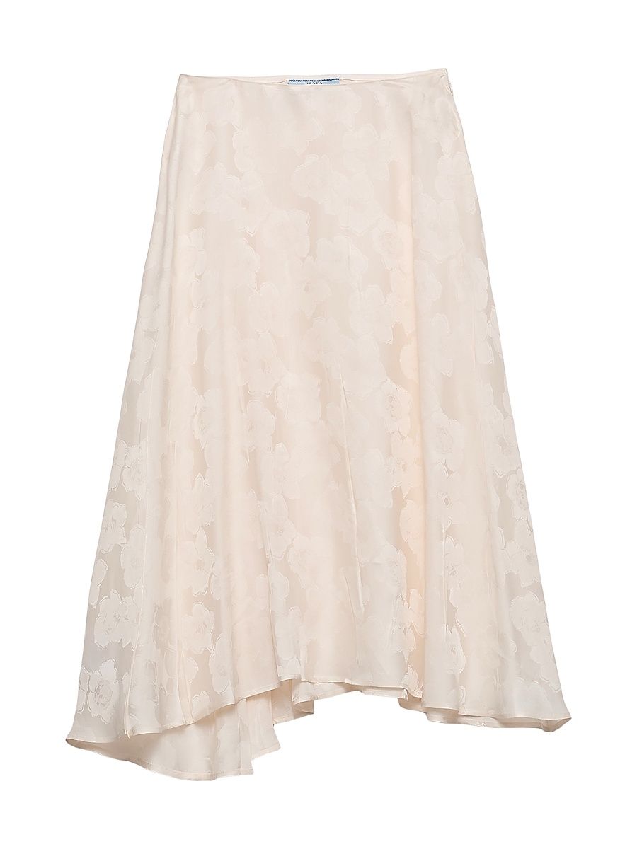 Women's Floral Print Jacquard Skirt - Beige Multi - Size 8