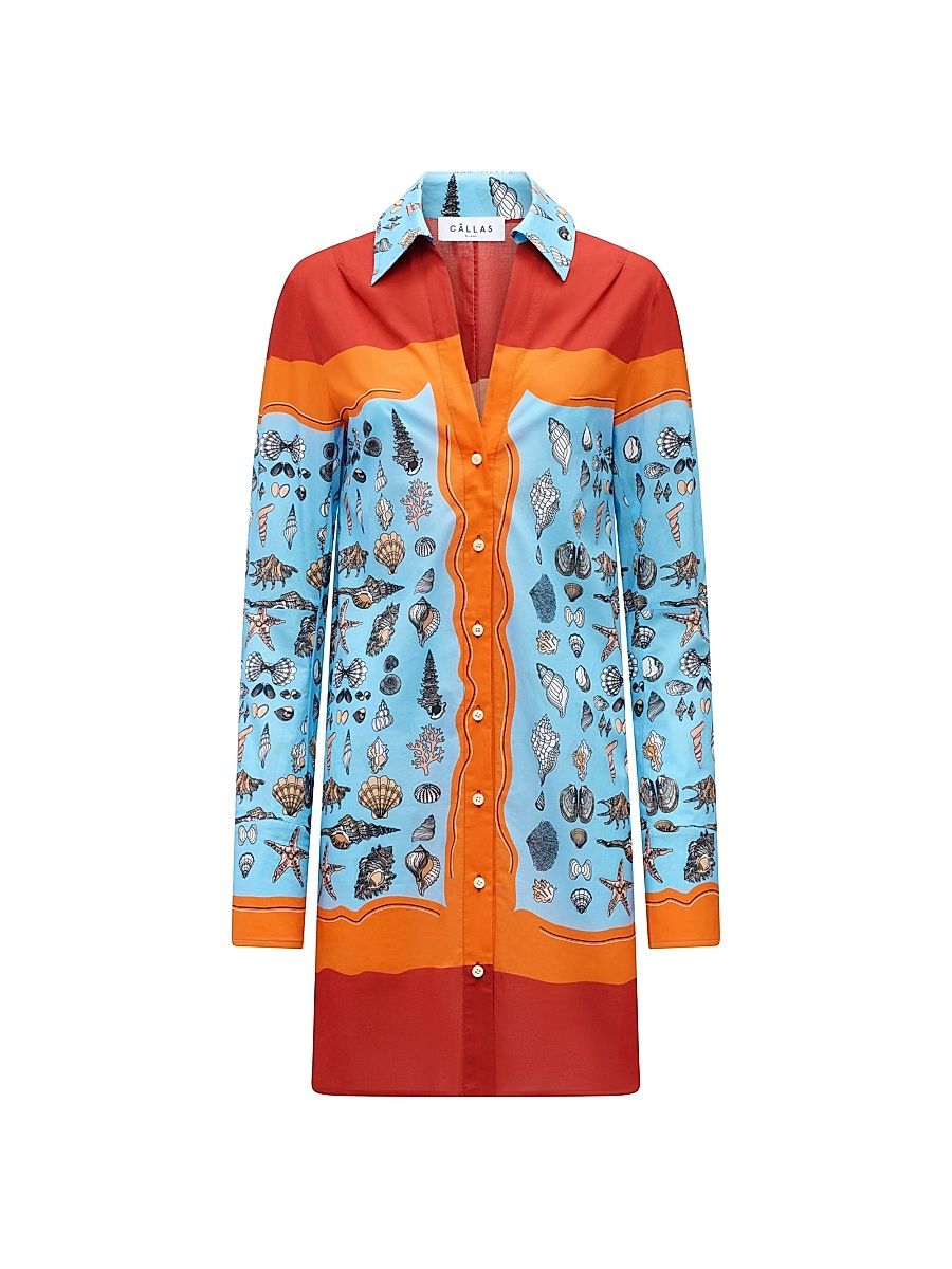 Women's Charisse Printed Shirt Dress - Orange - Size 16