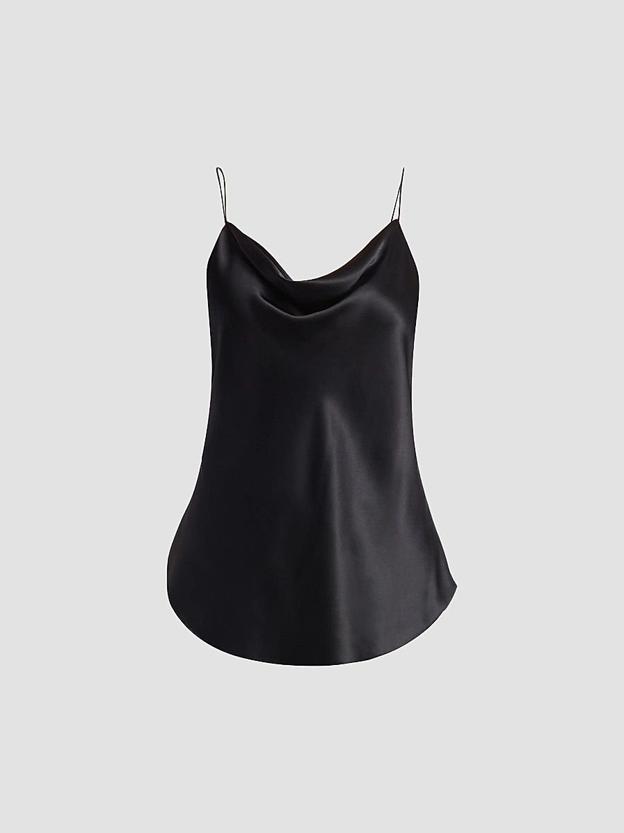 Women's Marta Silk Cowlneck Cami Top - Black - Size XL