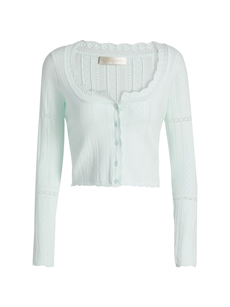 Women's Nadiya Scalloped Trim Cardigan - Dusty Lagoon - Size XL