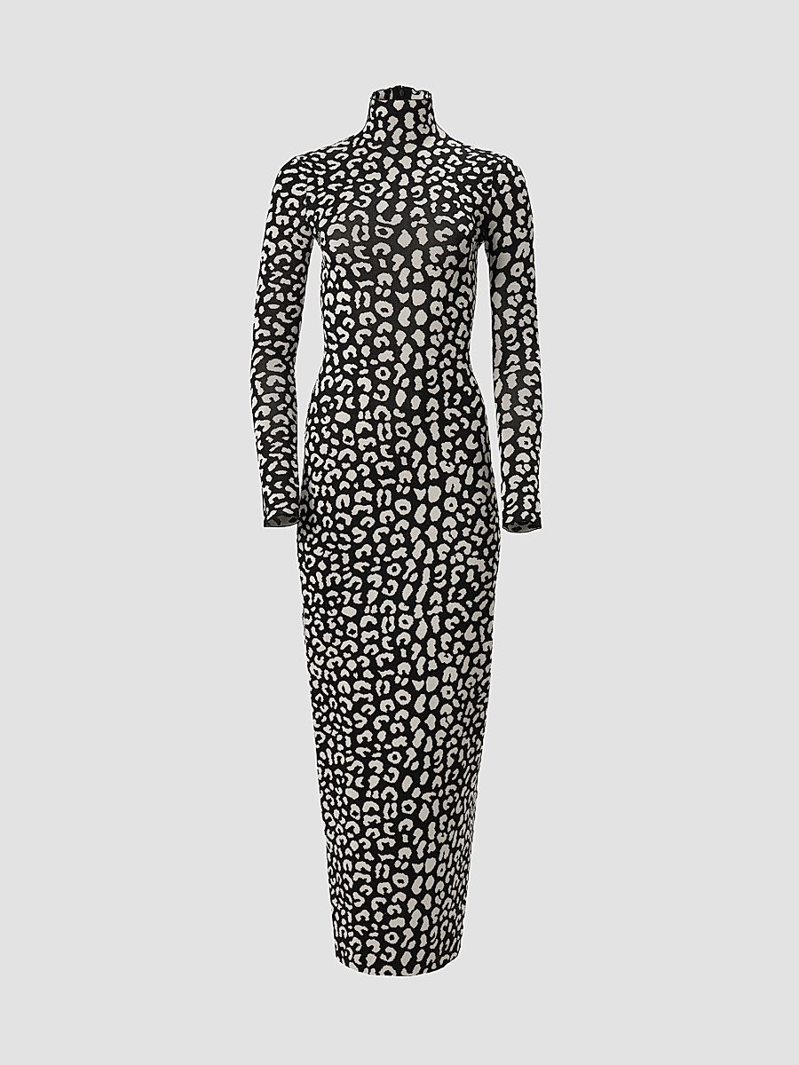 Carolina Herrera Women's Leopard Jacquard Silk-Blend Maxi Dress - Black Multi - Size XL