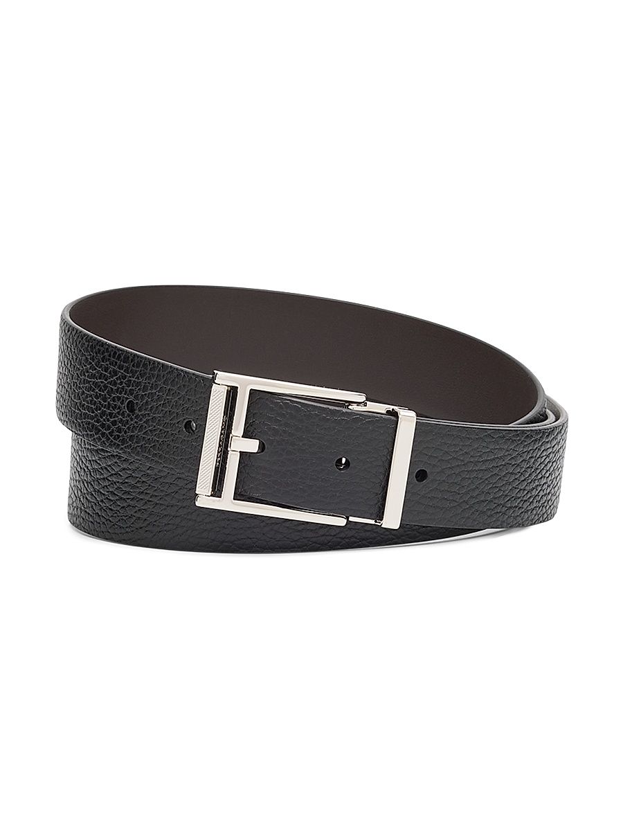 Men's Reversible Leather Belt - Nero - Size 46