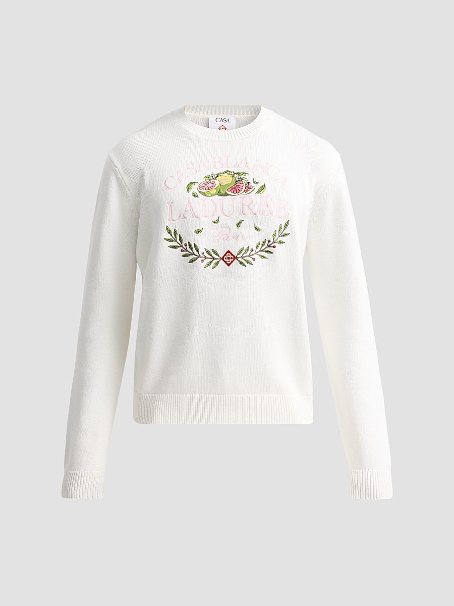 Men's Casablanca X Ladurée Cotton Crewneck Sweater - Off White - Size XXL