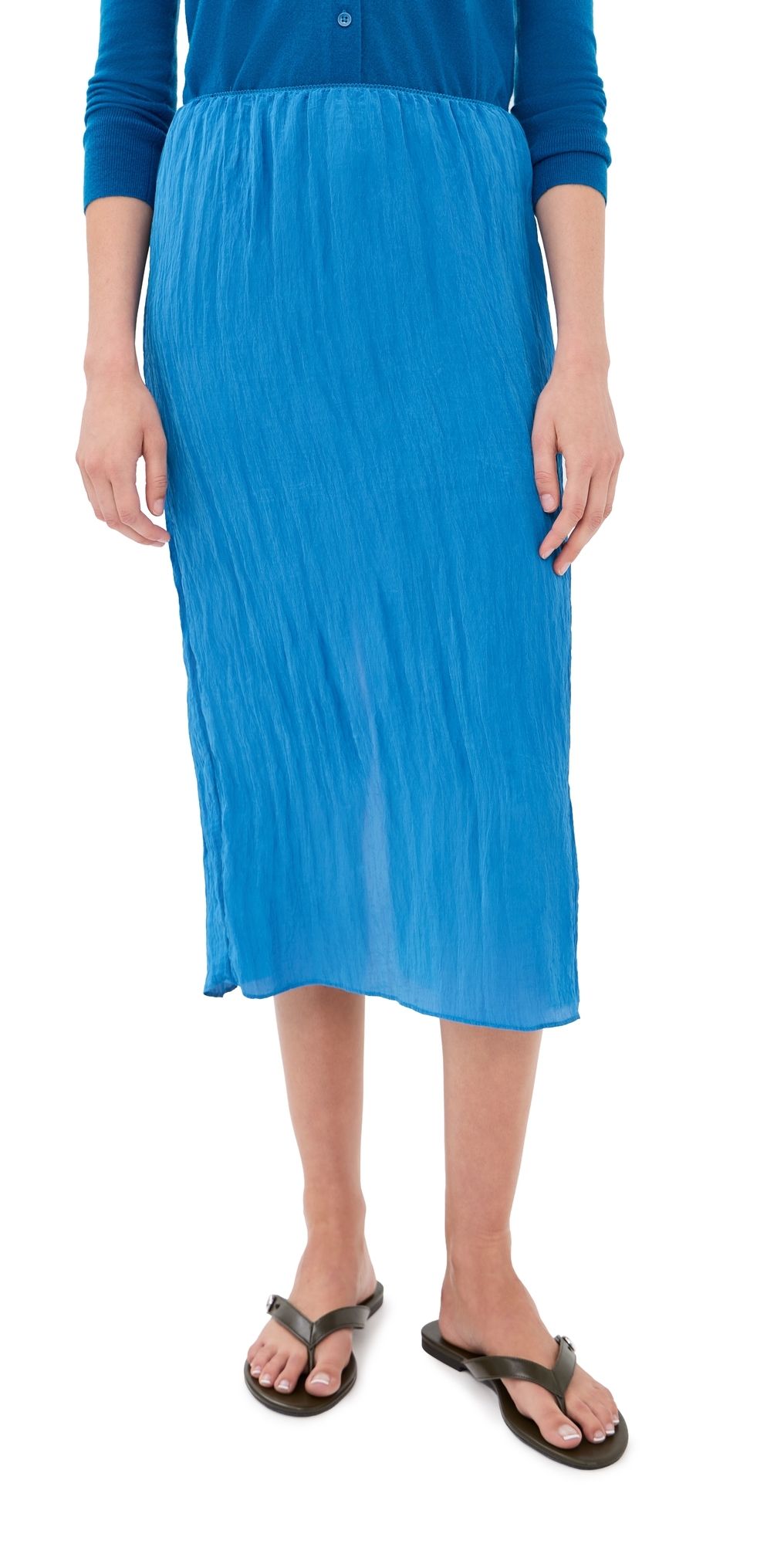 Tibi The Crinkle Slip Skirt Bright Blue M