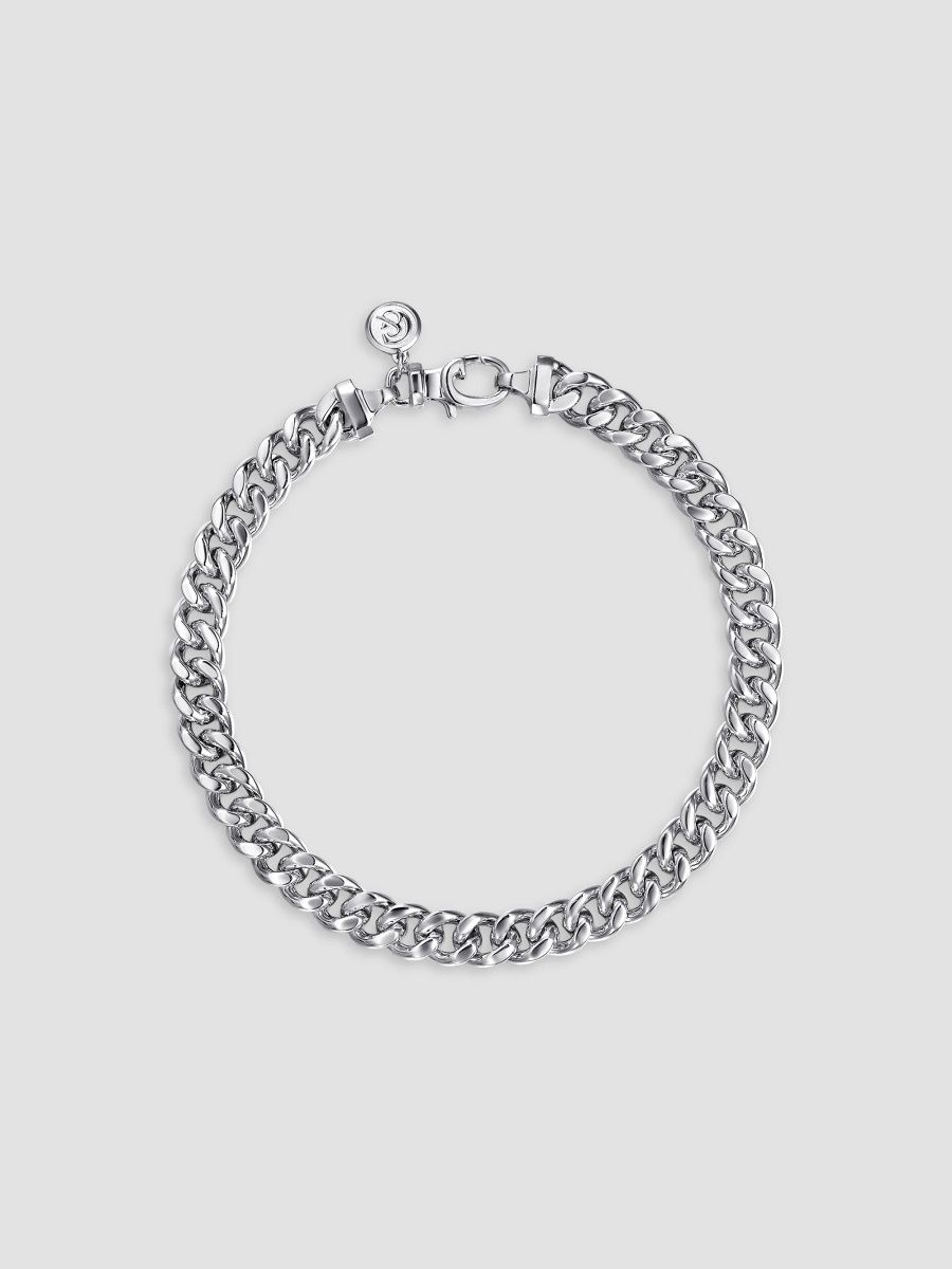 Gabriel & Co Men's Contemporary Sterling Silver Cuban Chain Bracelet - Silver