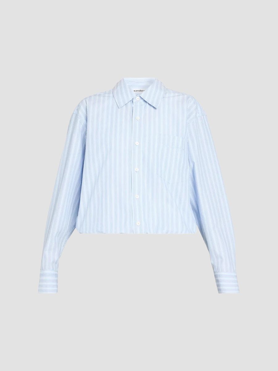 Alexander Wang Women's Striped Cotton Shirt - Light Blue Stripe - Size XS