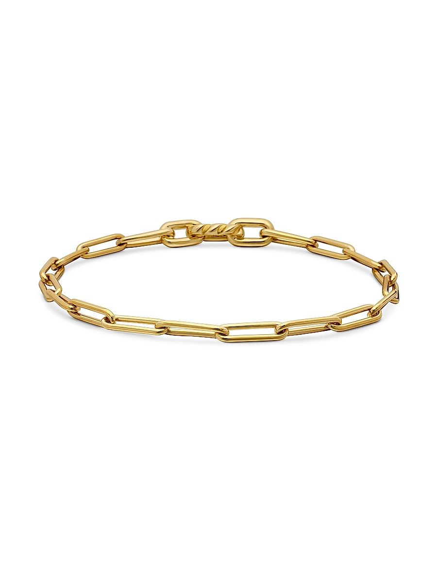 Men's DY Madison Link Bracelet in 18K Yellow Gold, 3.5mm - Gold - Size Medium