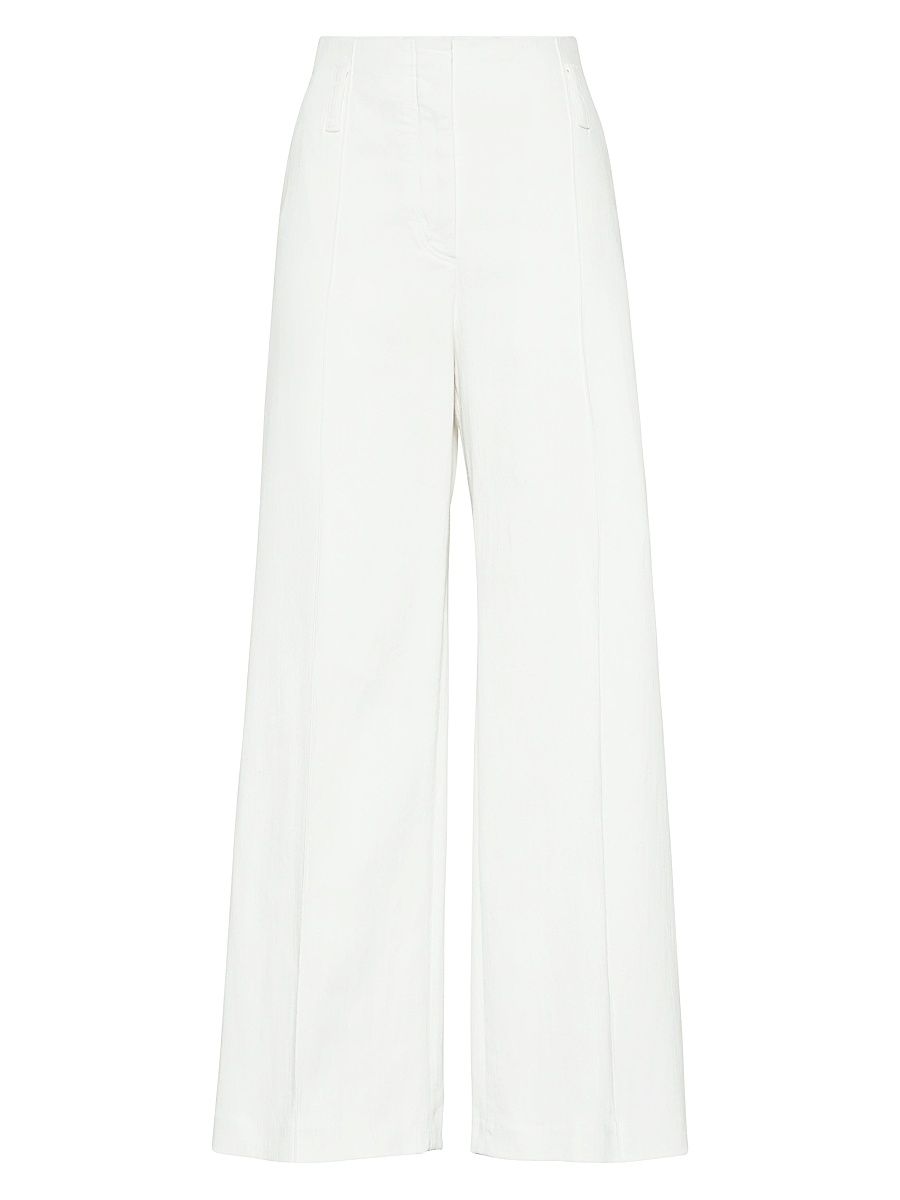 Women's Stretch Dyed Denim Flared Sartorial Trousers - Ivory - Size 16