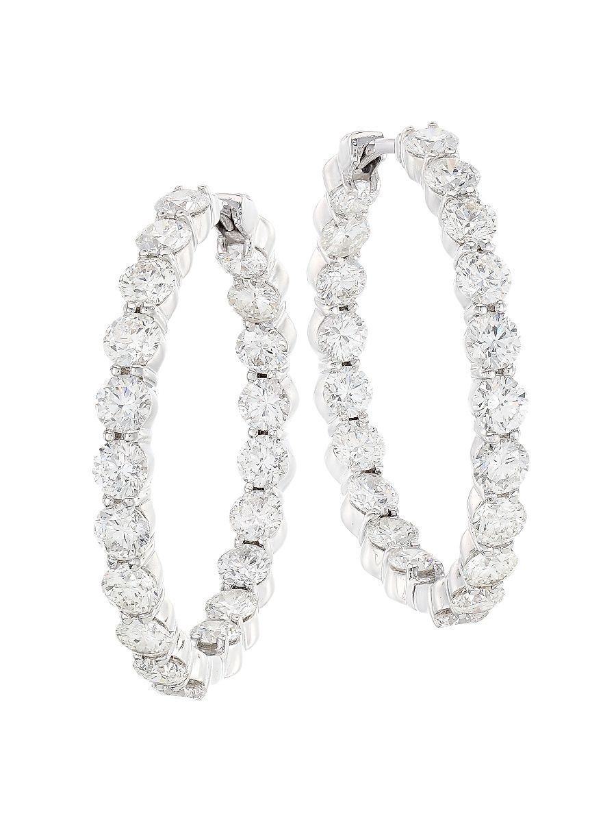 Women's 18K White Gold & 7.21 TCW Diamond Inside-Out Hoop Earrings - White Gold