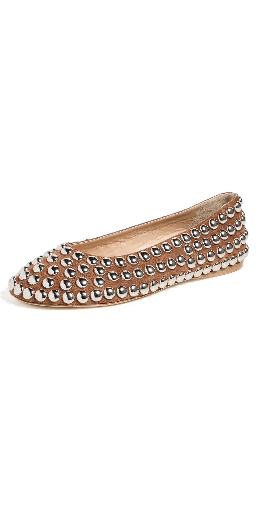 rabanne Studded Ballerina Flats BEURRE 38
